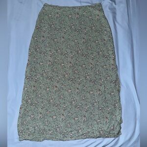 Brandy Melville Sage Green Floral Midi Skirt